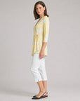 Mesh Knit - Side Tie Wrap Tunic - Floral Branch - Final Sale