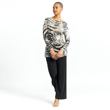 Side Twist Tunic - Striped Zebra