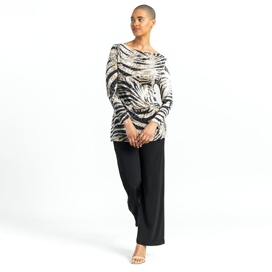 Side Twist Tunic - Striped Zebra