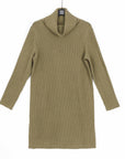 Chunky Ribbed - Cowl Turtleneck Sweater Tunic - Olive