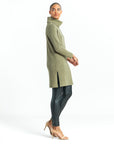 Chunky Ribbed - Cowl Turtleneck Sweater Tunic - Olive