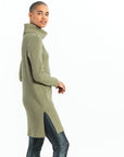 Chunky Ribbed - Cowl Turtleneck Sweater Tunic - Olive