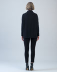 Plush Ribbed - Zipper Vent Tunic Sweater - Black