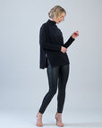Plush Ribbed - Zipper Vent Tunic Sweater - Black
