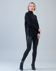 Plush Ribbed - Zipper Vent Tunic Sweater - Black