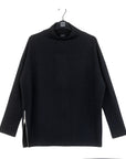Plush Ribbed - Zipper Vent Tunic Sweater - Black