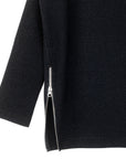 Plush Ribbed - Zipper Vent Tunic Sweater - Black