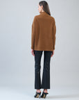 Plush Ribbed - Zipper Vent Tunic Sweater - Camel