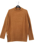 Plush Ribbed - Zipper Vent Tunic Sweater - Camel