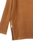 Plush Ribbed - Zipper Vent Tunic Sweater - Camel