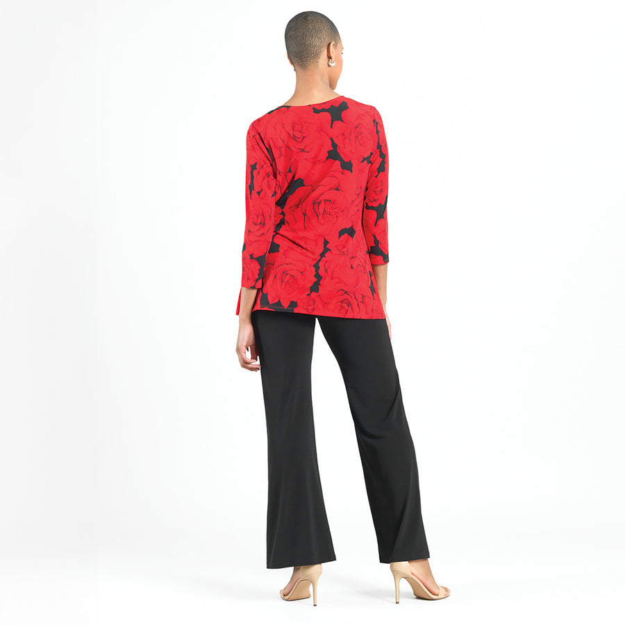 Surplice Faux Wrap Side Tie Tunic - Rose Floret - Limited Sizes!