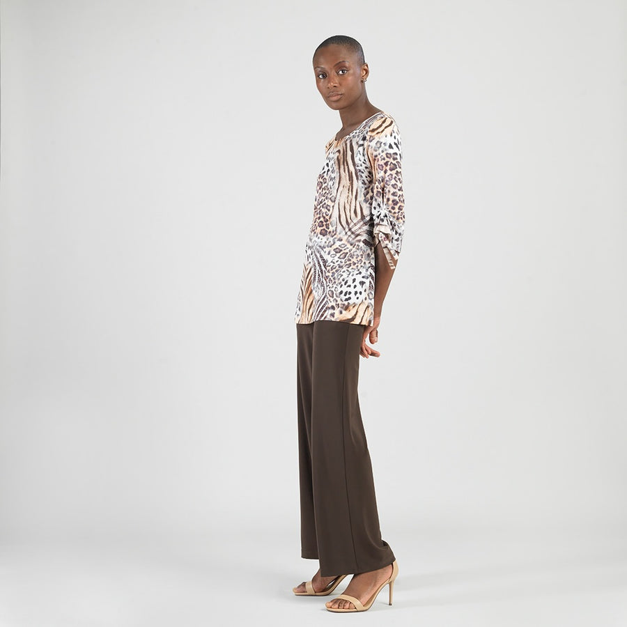 Butter Knit - Pull-Tie Cuff Tunic - Cheetah Stripe