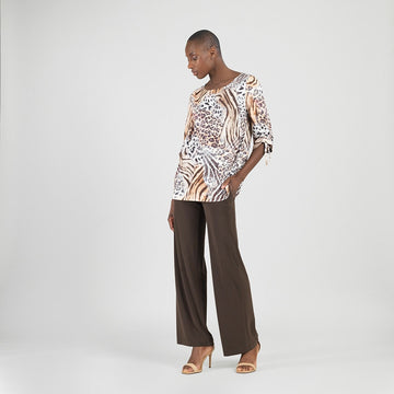 Butter Knit - Pull-Tie Cuff Tunic - Cheetah Stripe
