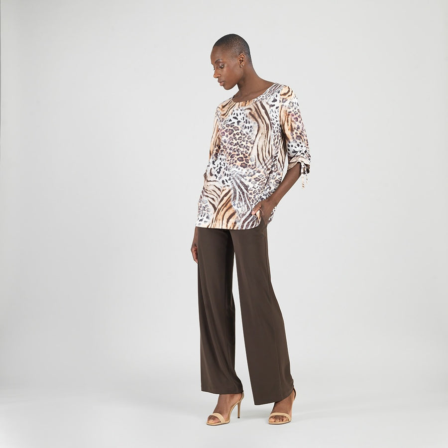 Butter Knit - Pull-Tie Cuff Tunic - Cheetah Stripe