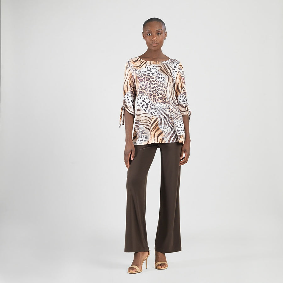 Butter Knit - Pull-Tie Cuff Tunic - Cheetah Stripe