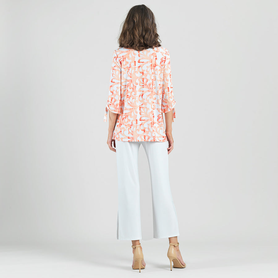 Pull-Tie Cuff Tunic - Damask Motif