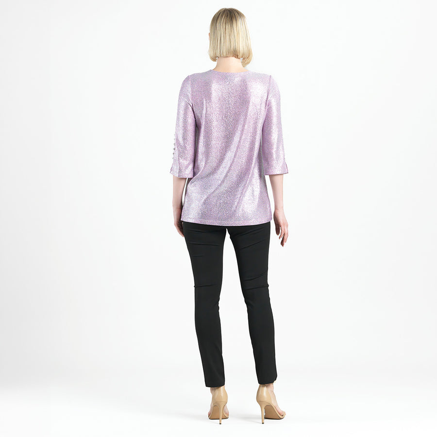 Glitter Foil - Pearl Cuff Asymmetrical Reverse Hi-Low Tunic - Final Sale!