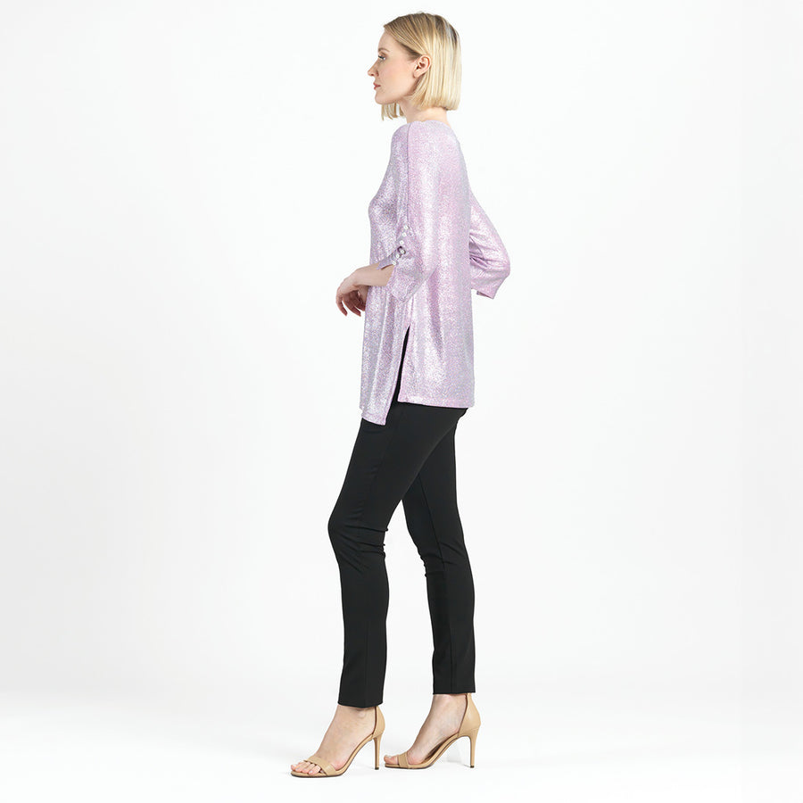 Glitter Foil - Pearl Cuff Asymmetrical Reverse Hi-Low Tunic - Final Sale!