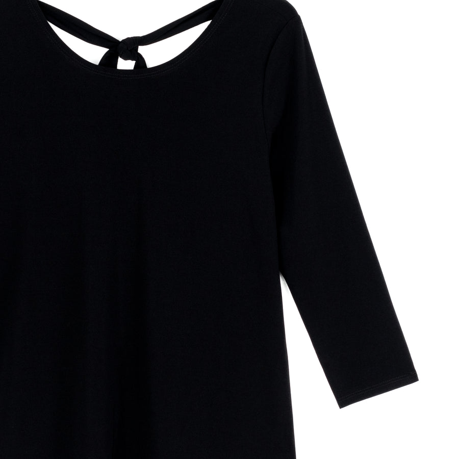 Back Tie Side Vent Tunic - Black