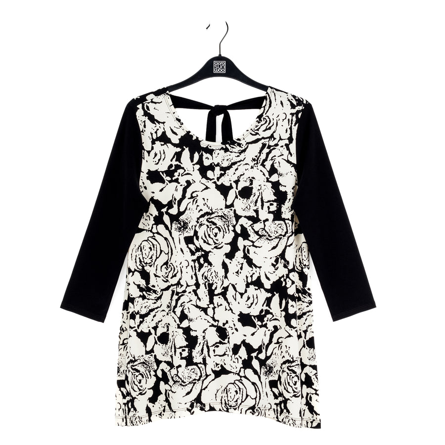 Back Tie Side Vent Tunic - Abstract Rose