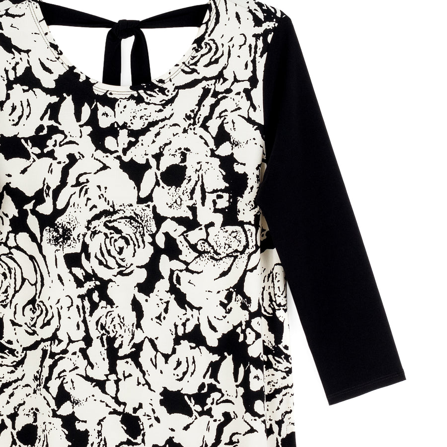 Back Tie Side Vent Tunic - Abstract Rose
