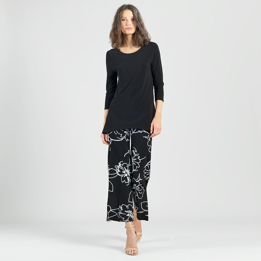 Back Tie Side Vent Tunic - Black
