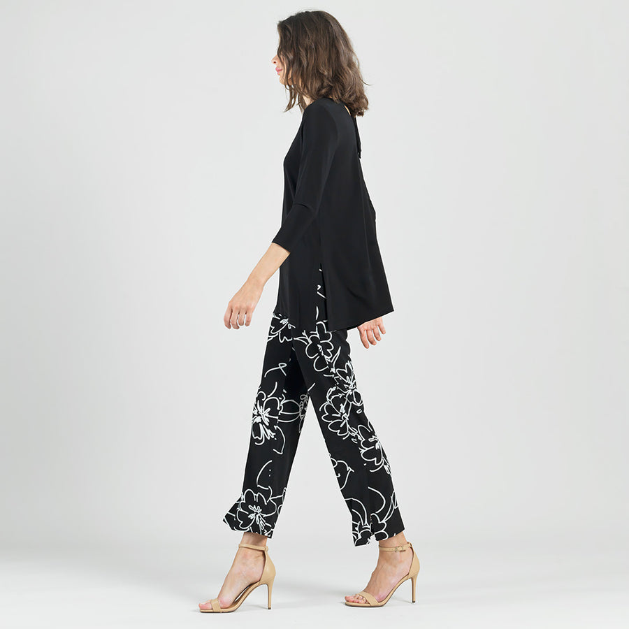 Back Tie Side Vent Tunic - Black