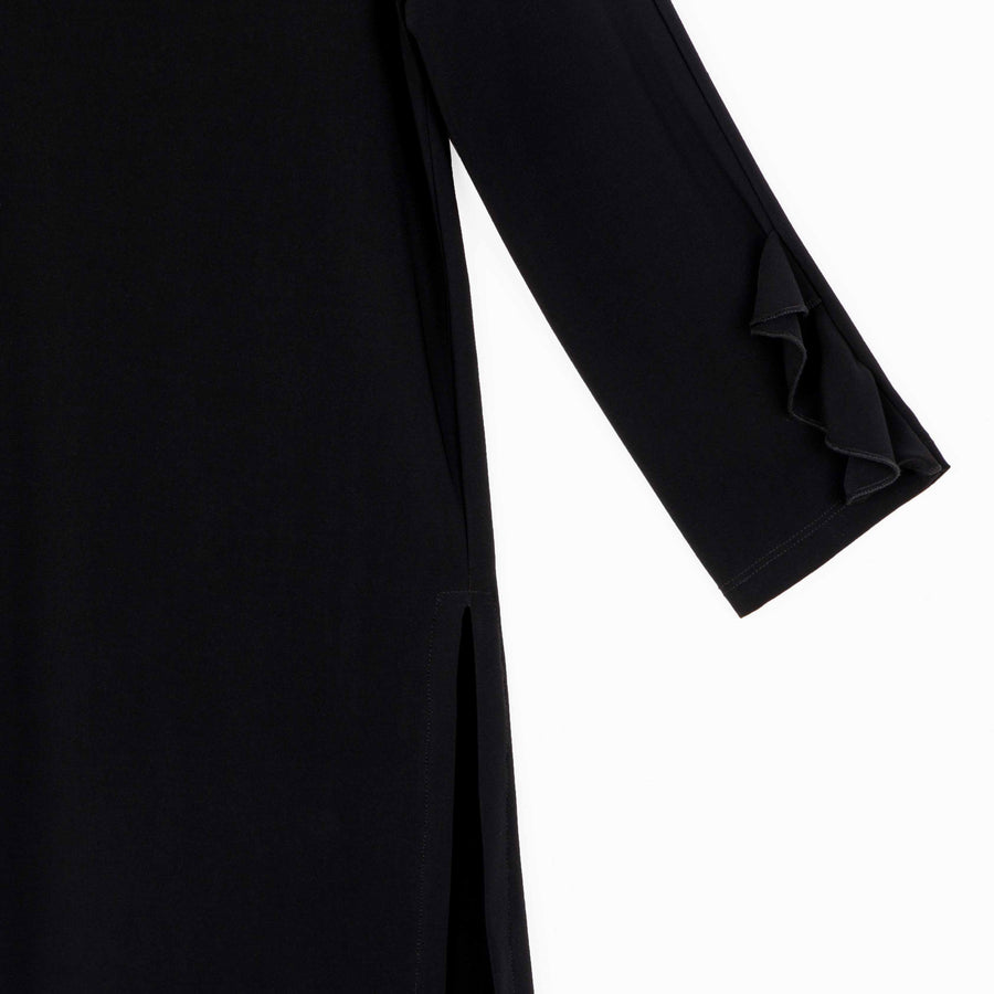 Flutter Cuff Side Vent Tunic - Black - Final Sale!