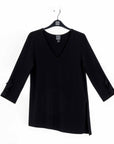 Flutter Cuff Side Vent Tunic - Black