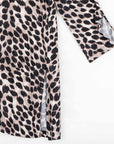 Crushed Silk Knit - Flutter Cuff Side Vent Tunic - Cheetah Spot