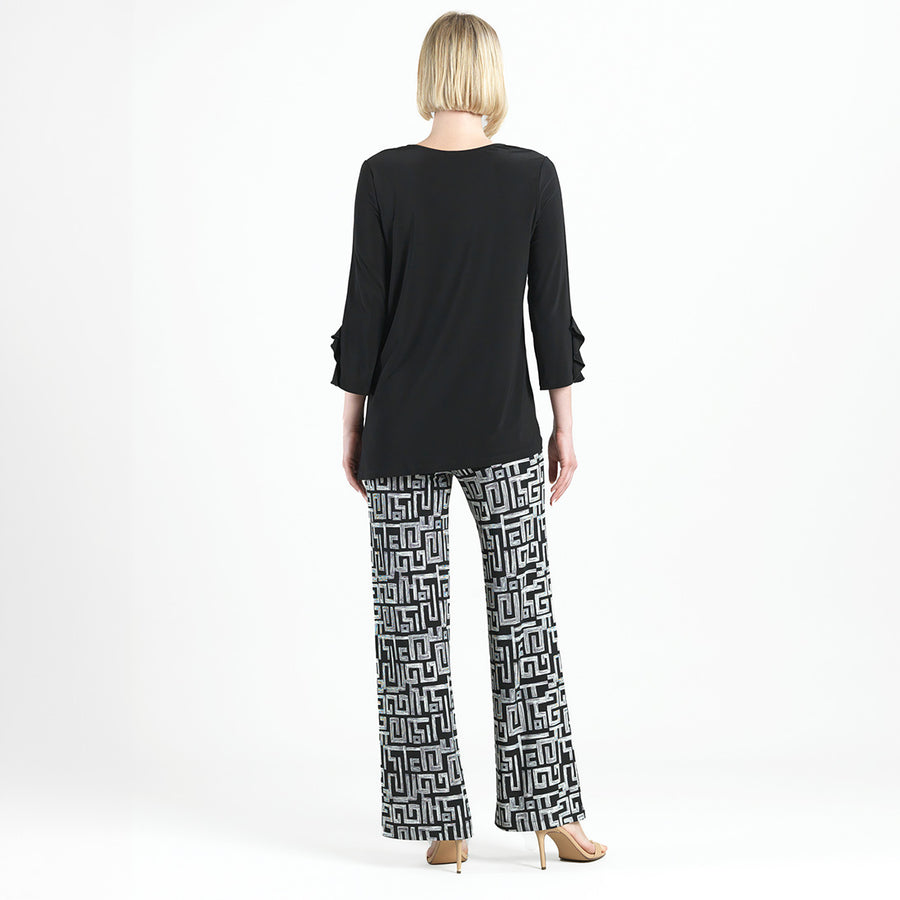 Flutter Cuff Side Vent Tunic - Black - Final Sale!