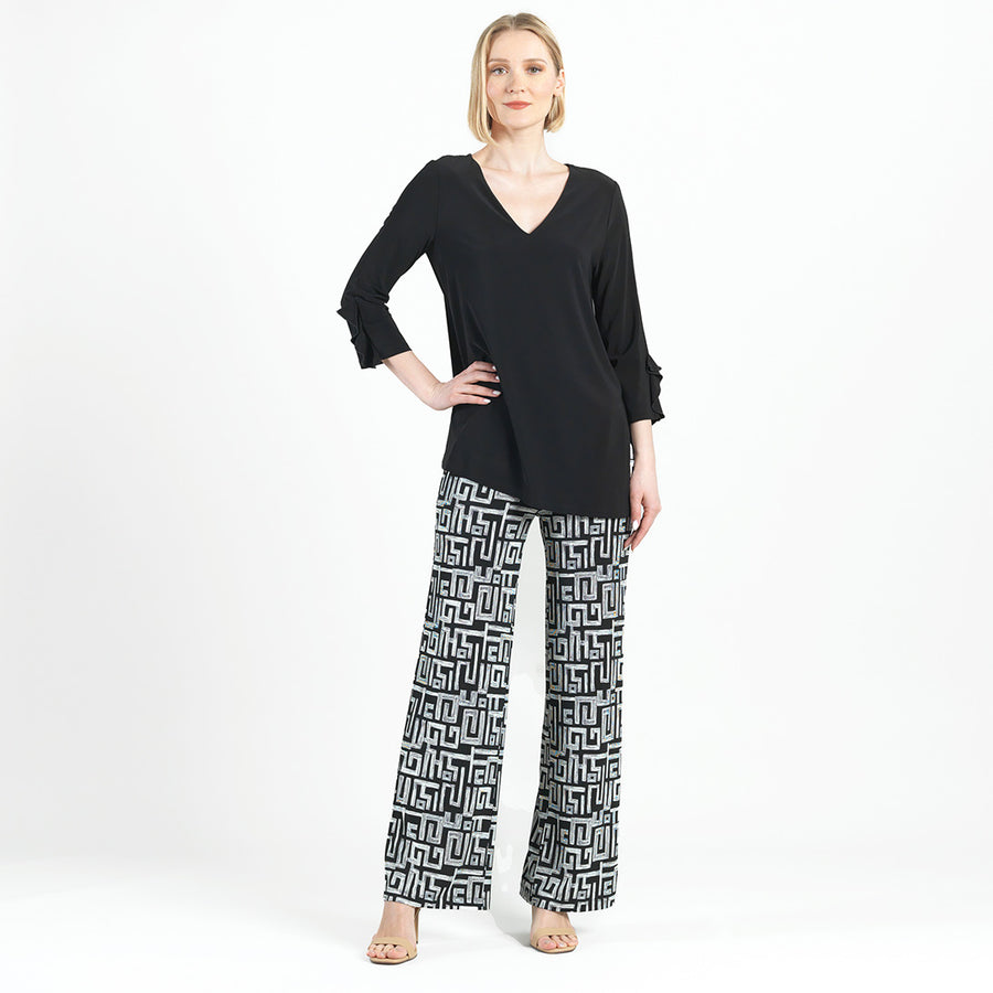 Flutter Cuff Side Vent Tunic - Black - Final Sale!