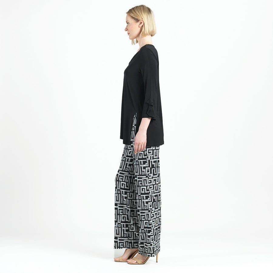 Flutter Cuff Side Vent Tunic - Black - Final Sale!