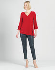 Flutter Cuff Side Vent Tunic - Red