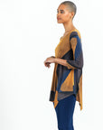 Kerchief Angle Hem Tunic - Tan Watercolor