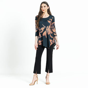 Kerchief Angle Hem Tunic - Abstract Lily - Limited Sizes!