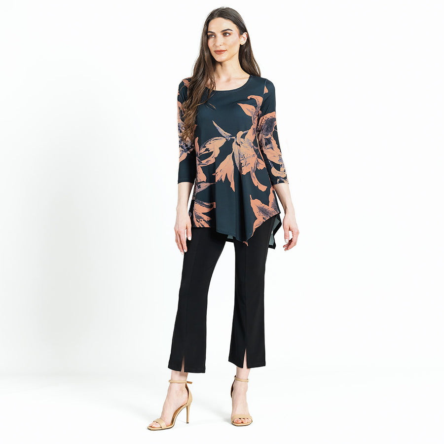 Kerchief Angle Hem Tunic - Abstract Lily - Limited Sizes - XS, LRG