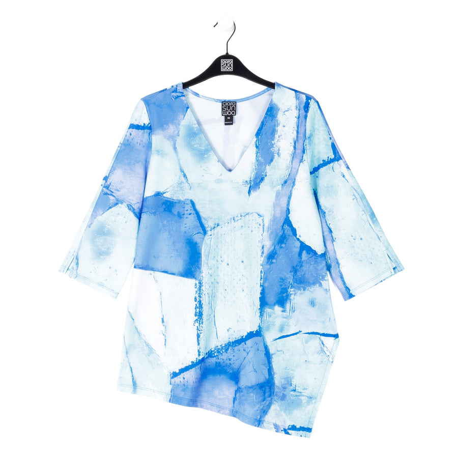 Asymmetrical Reverse Hi-Low Tunic - Water Splash