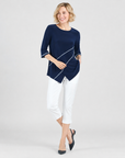 Stitch Line Angle Vent Tunic - Navy - Final Sale