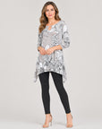 Gauze Knit - Front Keyhole Tunic - Dahlia Sketch