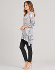 Gauze Knit - Front Keyhole Tunic - Dahlia Sketch