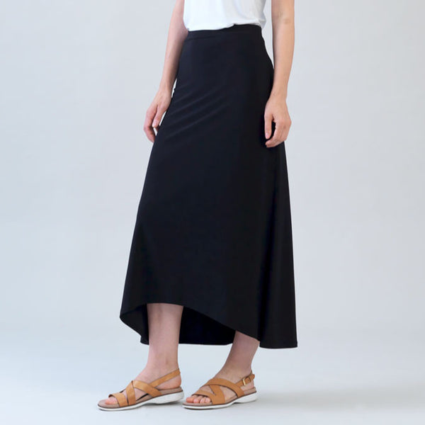 Cascade Drape Hi-Low Maxi Skirt - Black – Clara Sunwoo