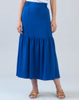 Soft Textured Rayon - Tie Waist Tiered Maxi Skirt - Cobalt - Final Sale!