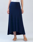 Cascade Drape Hi-Low Maxi Skirt - Navy