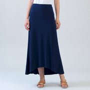 Cascade Drape Hi-Low Maxi Skirt - Navy