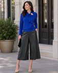 Asymmetrical Bow Tie-Neck Top - Cobalt - Final Sale!