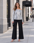 Shimmer Dots - Modern Off Shoulder Top - Silver