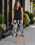Crushed Silk - Sleeveless Draped Cowl Neck Top - Black - Final Sale
