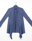 Ribbed Knit - Draped Tunic Cardigan - Denim - Final Sale