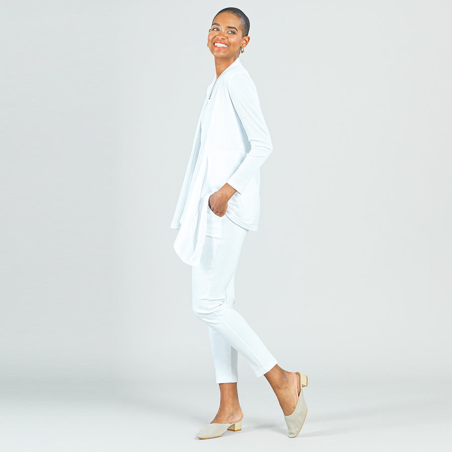 Ribbed Peach Knit - Cardigan & Tank Twinset - White - Final Sale!